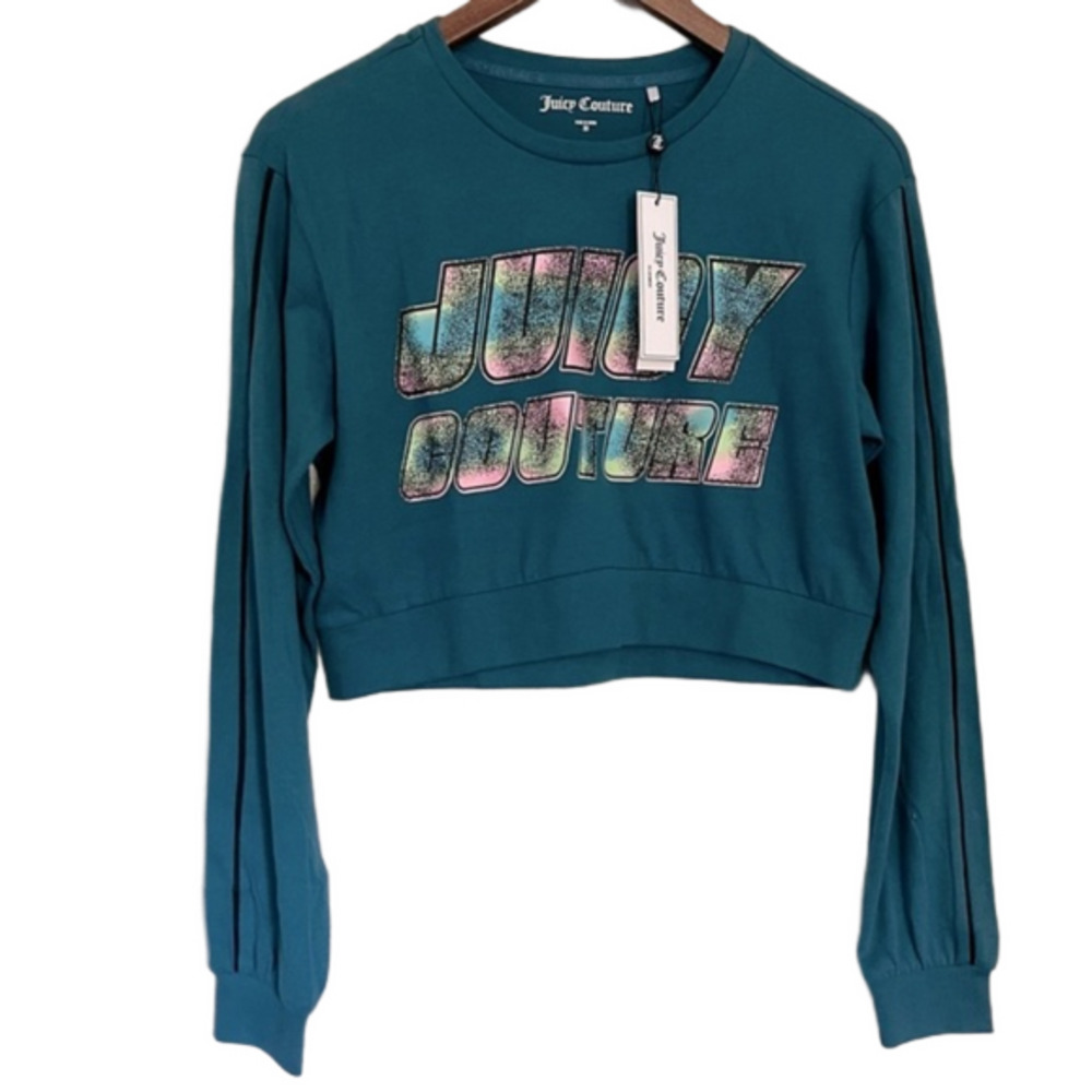 Juicy Couture Saphire Wave Long Sleeve Crop Top Women’s Size XS